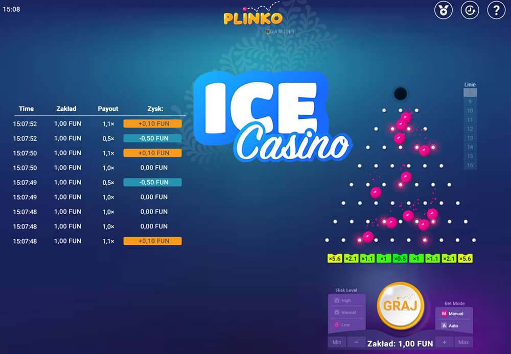 Ice casino Plinko game